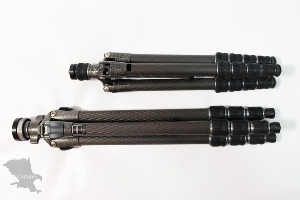 Gitzoの三脚GT1542とGT1555Tの大きさ比較