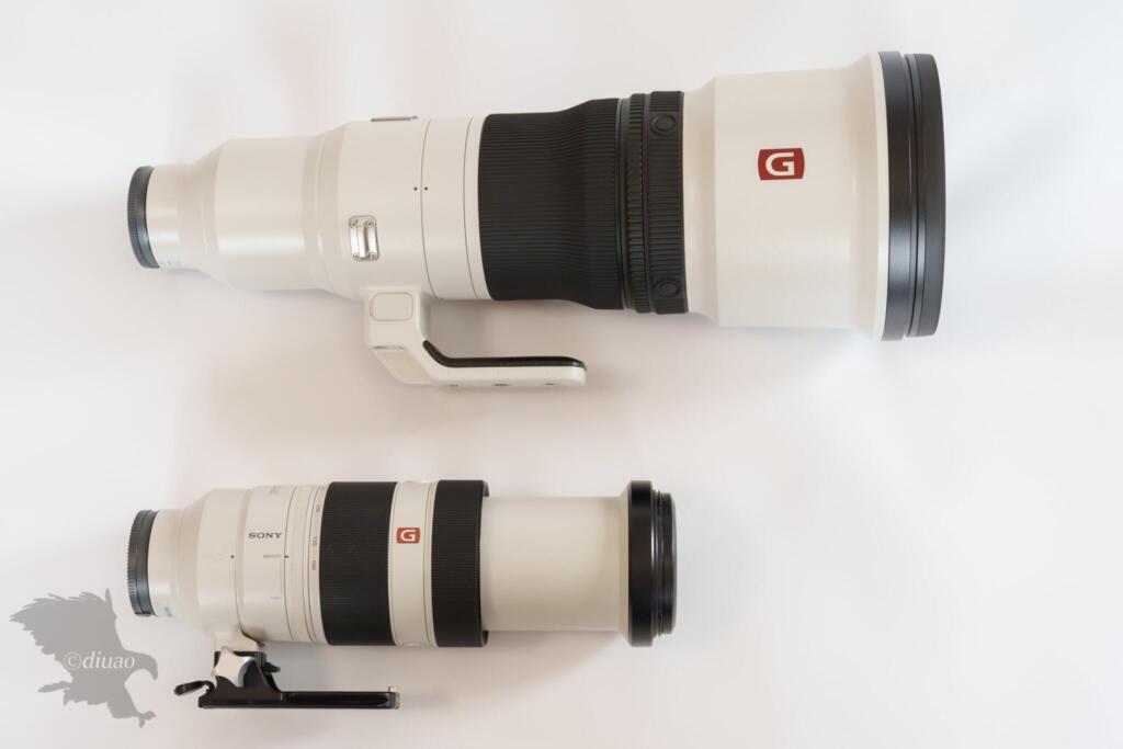 SEL600F40GMのフードを付けていない状態とSEL100400GMのフードを付けていない状態の大きさ比較